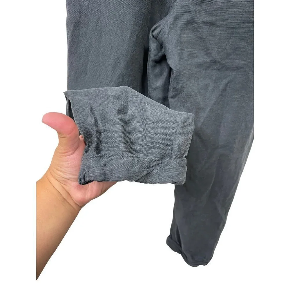 Wilfred Aritzia Linen and Lyocell Cuffed Cropped Trousers in Midnight Blue Sz 0